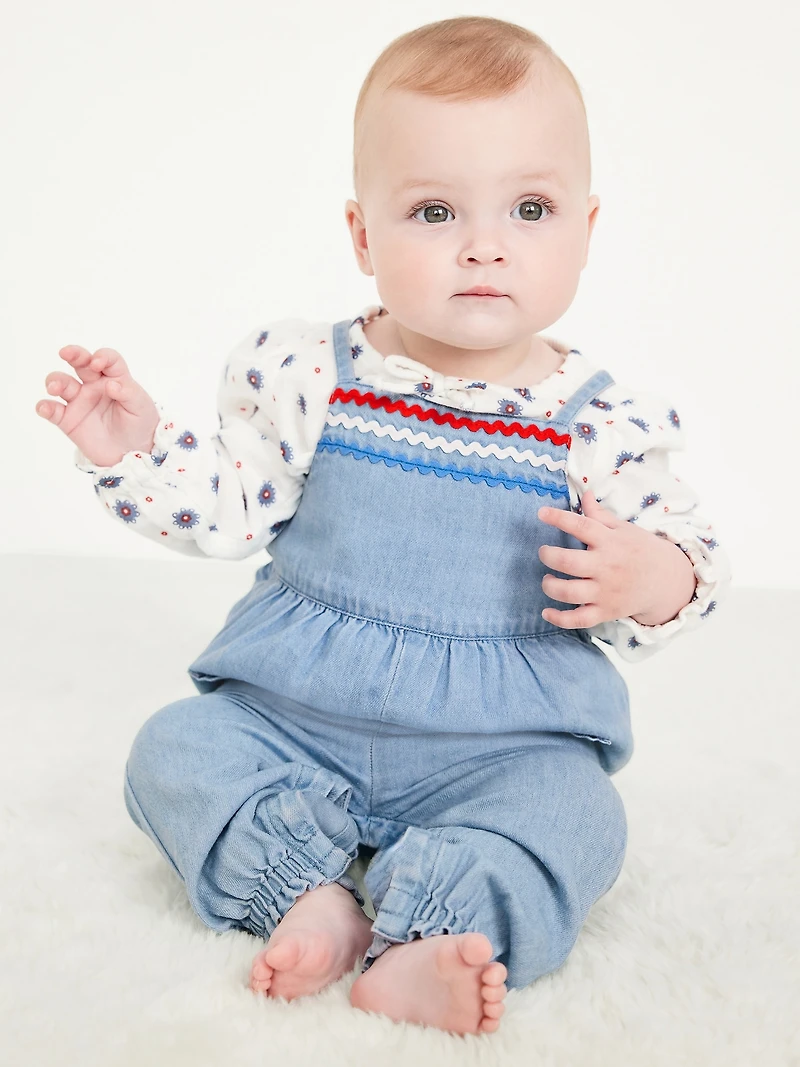 Sleeveless Chambray Pocket Jumpsuit for Baby