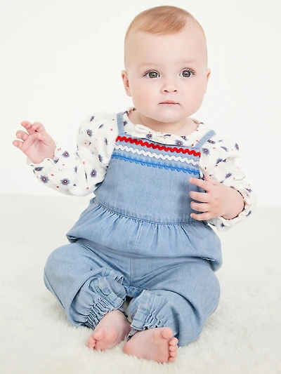 Sleeveless Chambray Pocket Jumpsuit for Baby