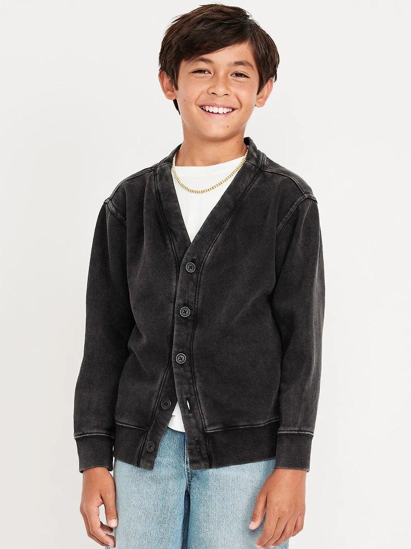 Loose Fleece Cardigan Sweater for Boys