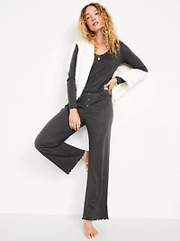 High-Waisted Cozy Rib Pajama Pants