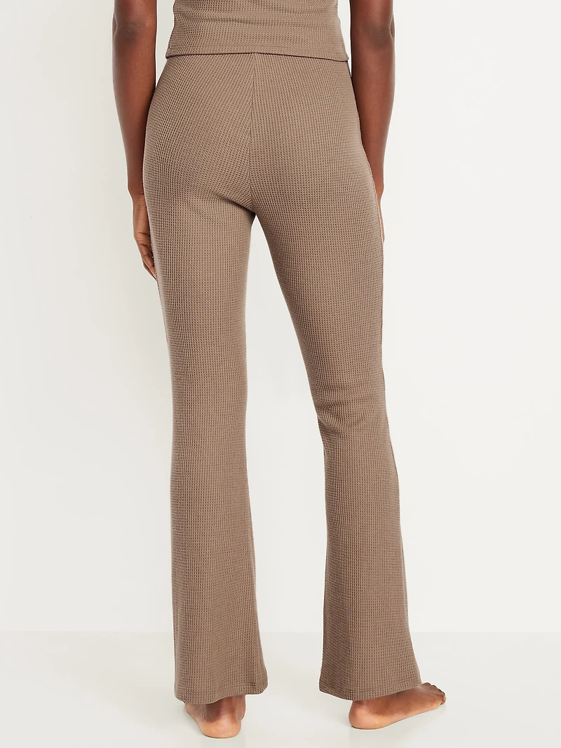 High-Waisted Cozy Waffle Flare Pants