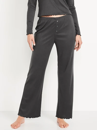 High-Waisted Cozy Rib Pajama Pants