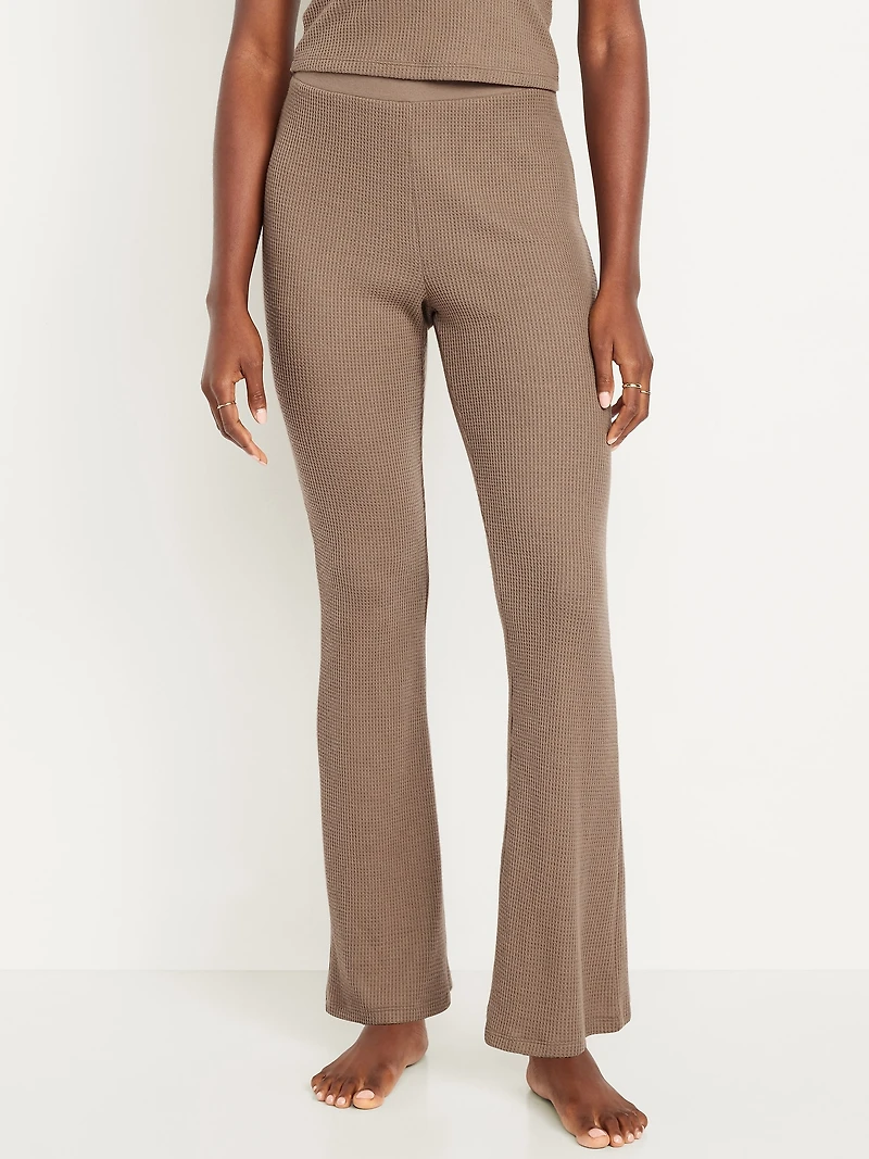 High-Waisted Cozy Waffle Flare Pants