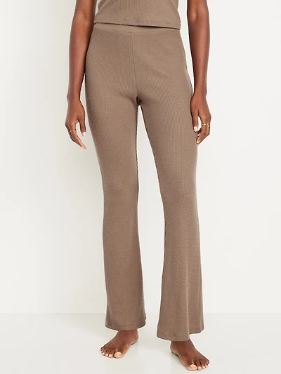 High-Waisted Cozy Waffle Flare Pants