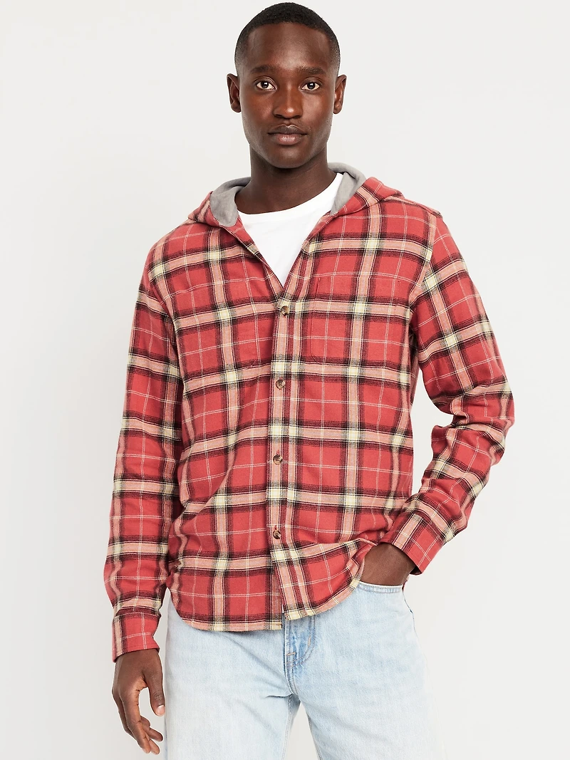 Hooded Plaid Flannel Shirt