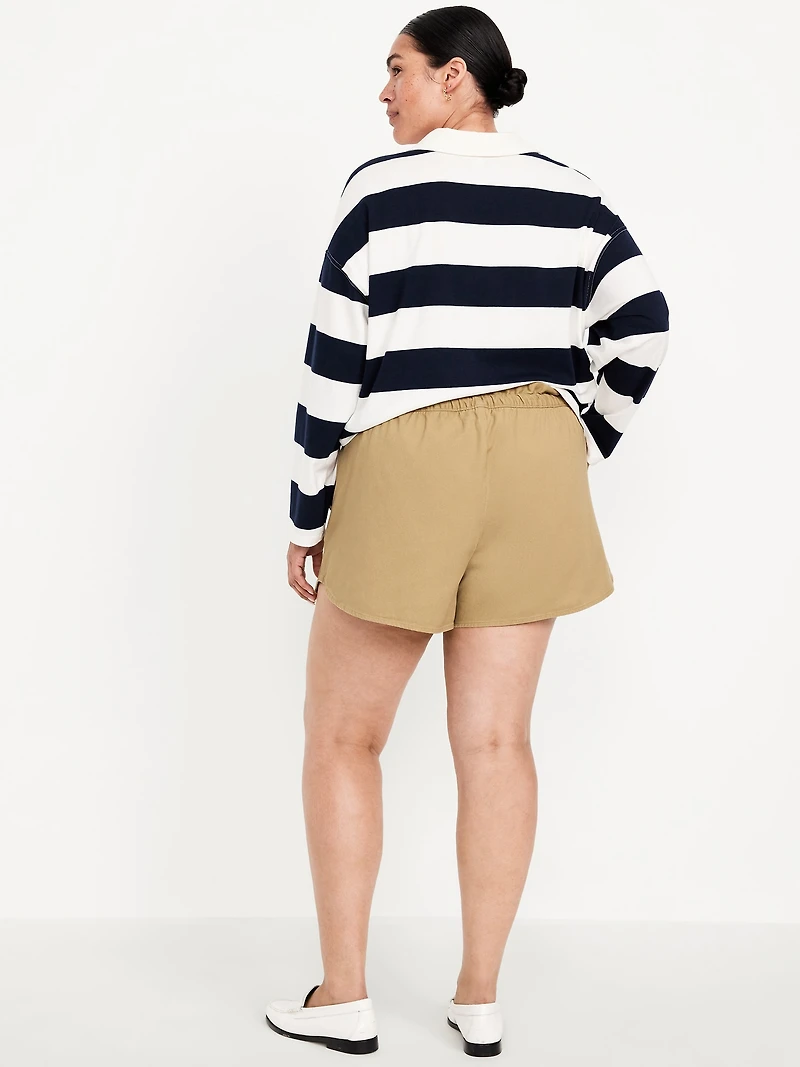 Mid-Rise Twill Volume Shorts