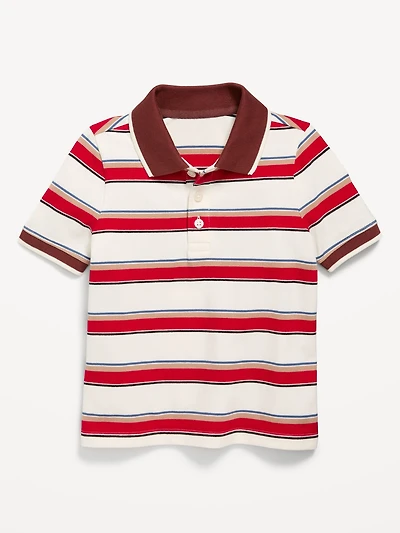Short-Sleeve Striped Pique Polo Shirt for Toddler Boys