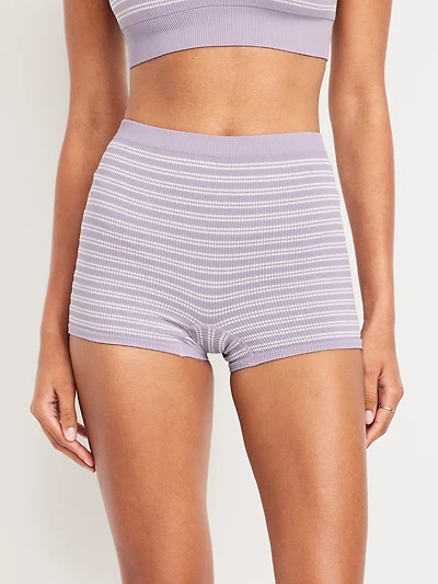 Mid-Rise Seamless Ribbed Boyshort Underwear