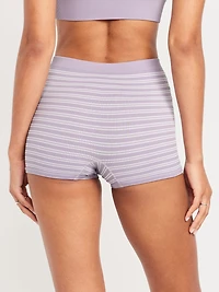 Mid-Rise Seamless Ribbed Boyshort Underwear
