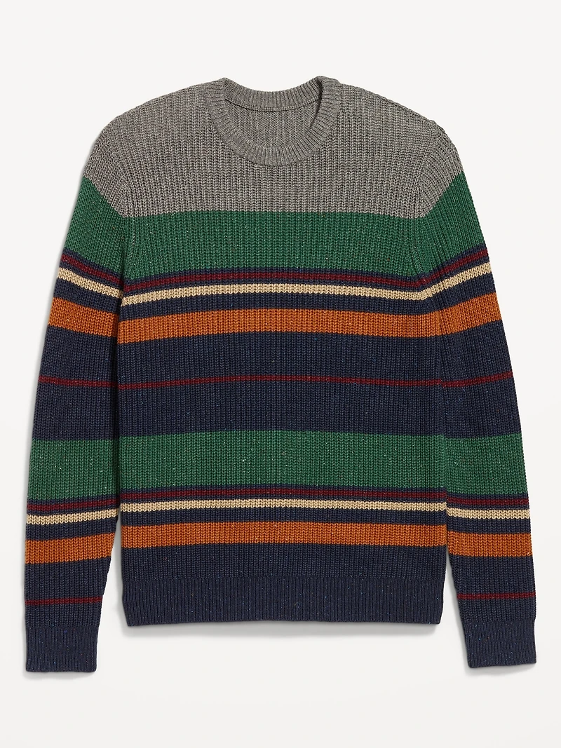 Wool-Blend Crew-Neck Striped Sweater
