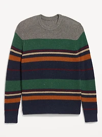 Wool-Blend Crew-Neck Striped Sweater