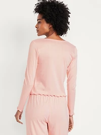 Cozy Lettuce-Edge Pajama Top