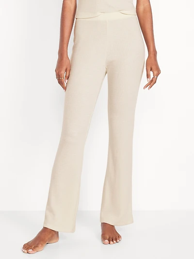 High-Waisted Cozy Waffle Flare Pants