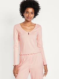 Cozy Lettuce-Edge Pajama Top