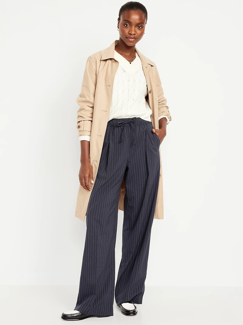 High-Waisted Billie Pinstripe Wide-Leg Trouser