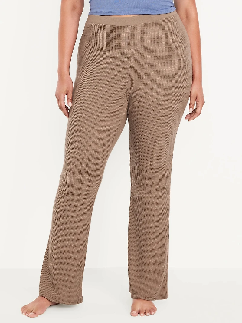 High-Waisted Cozy Waffle Flare Pants