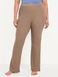High-Waisted Cozy Waffle Flare Pants