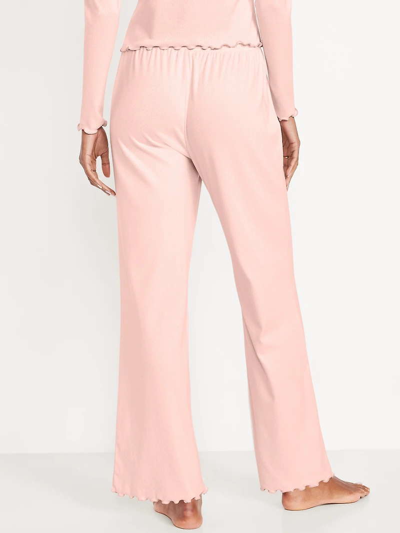 High-Waisted Cozy Rib Pajama Pants