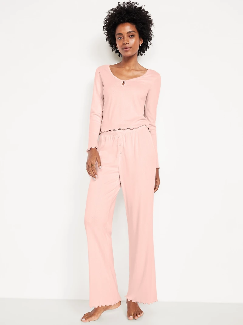 High-Waisted Cozy Rib Pajama Pants