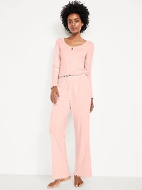 High-Waisted Cozy Rib Pajama Pants