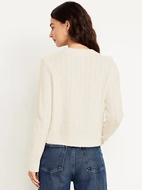 Wool-Blend Cropped Ruffle Sweater