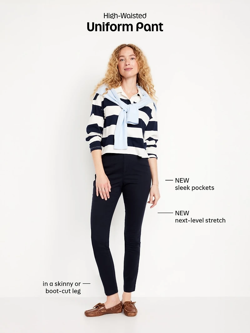 High-Waisted Uniform Boot-Cut Pants
