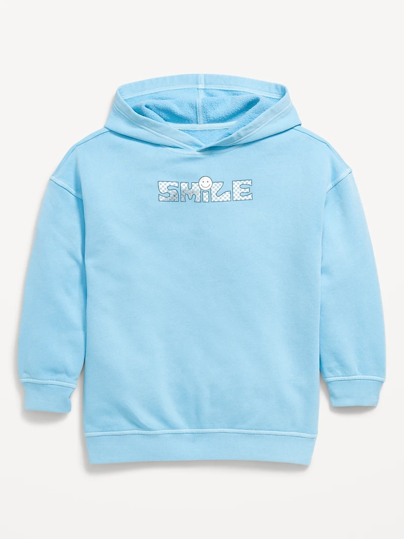 Oversized Graphic Tunic Pullover Hoodie for Girls