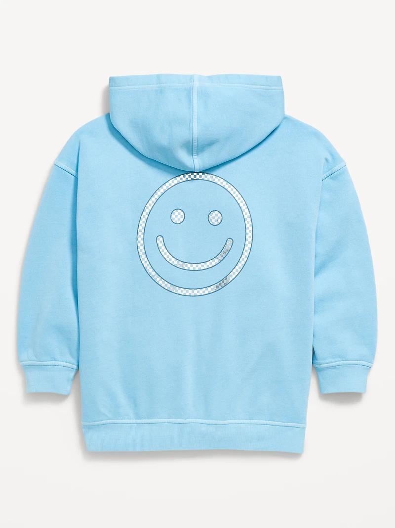 Oversized Graphic Tunic Pullover Hoodie for Girls