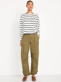 Mid-Rise Twill Barrel Pants
