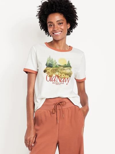 EveryWear Logo-Graphic Ringer T-Shirt
