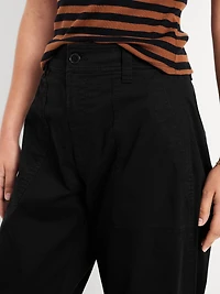 Mid-Rise Twill Barrel Pants