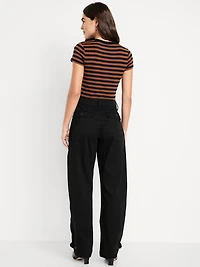 Mid-Rise Twill Barrel Pants