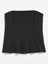Ponte-Knit Cropped Peplum Tube Top