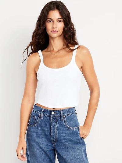 Cropped Pointelle Cami Top