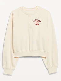 SoComfy Oversized Button-Front Graphic Sweatshirt