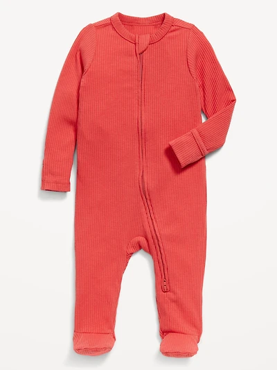 2-Way-Zip Sleep & Play Ribbed Footed One-Piece for Baby