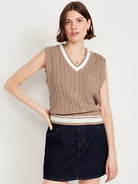 Wool-Blend Cable-Knit Vest