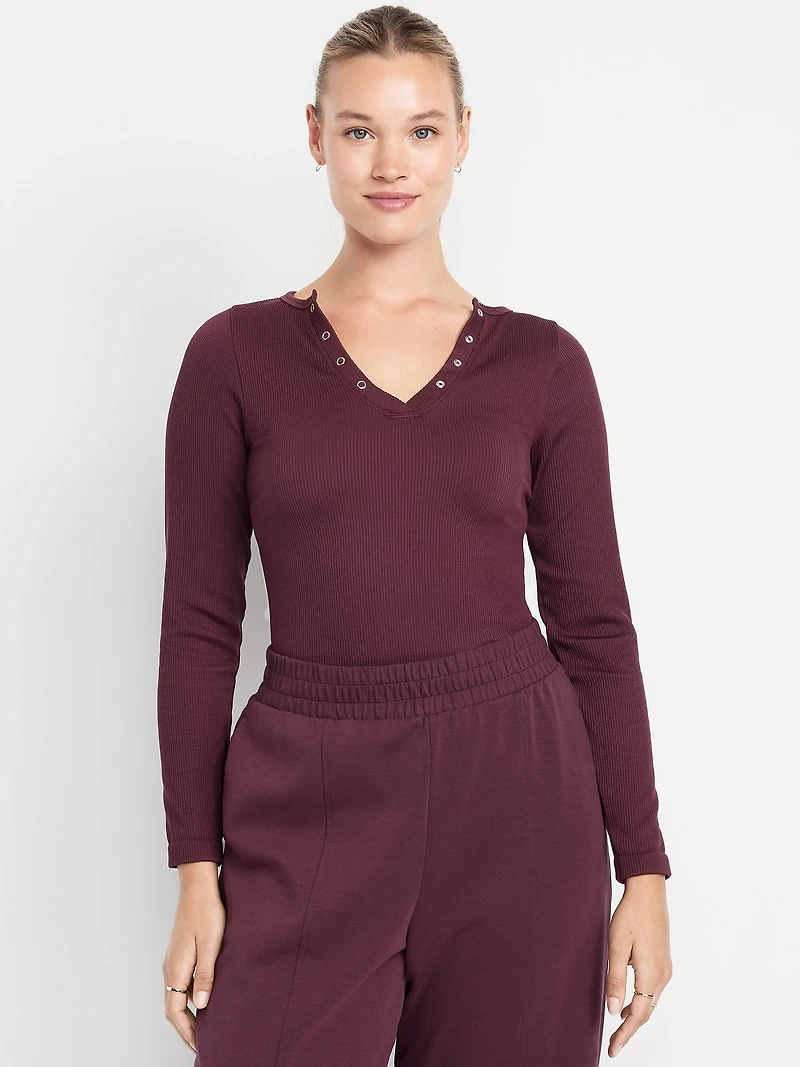 Exhale Seamless Cropped Henley Top