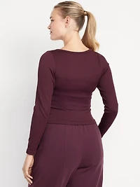 Exhale Seamless Cropped Henley Top