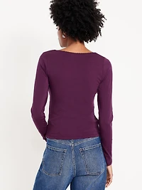 Fitted Double-Layer Scoop-Neck Top
