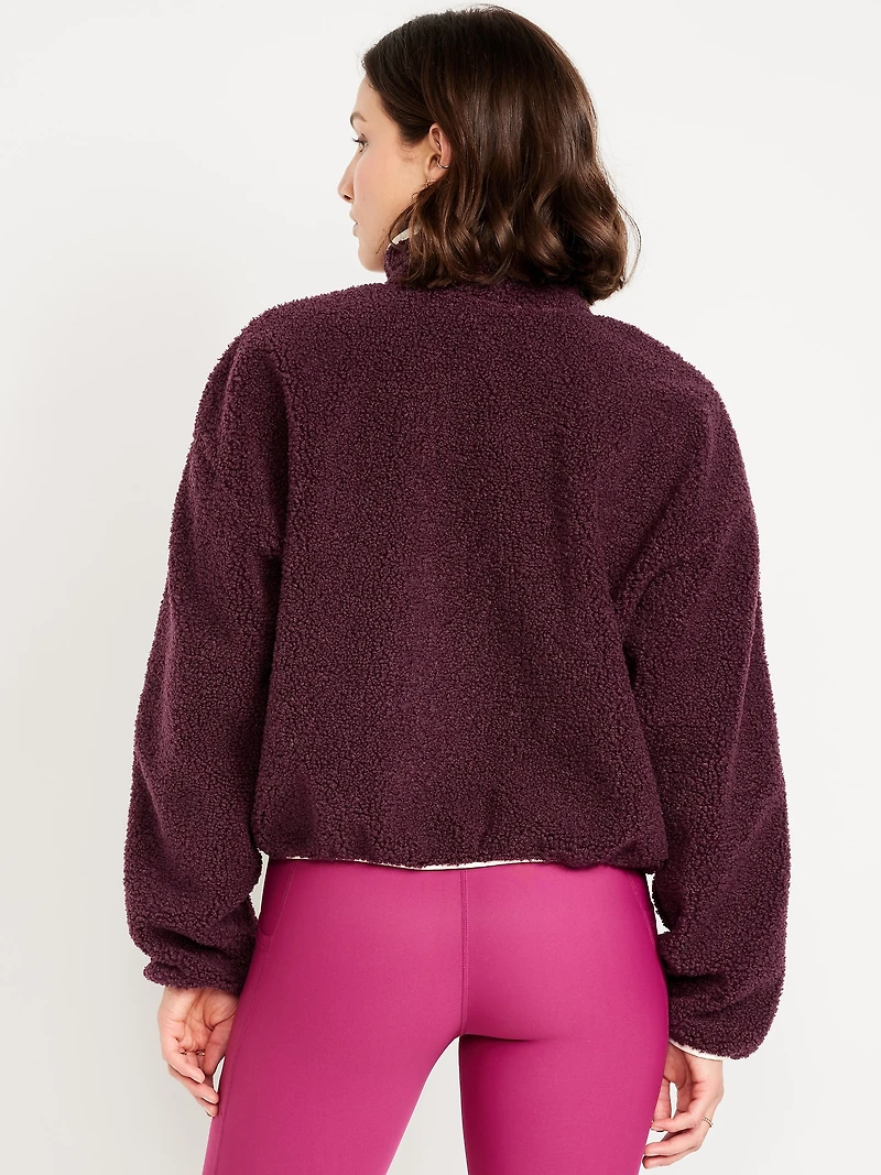 Loose Sherpa Quarter-Zip Pullover