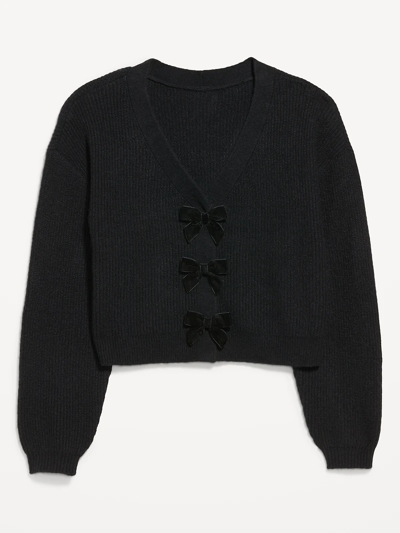 SoSoft V-Neck Bow-Front Cardigan Sweater