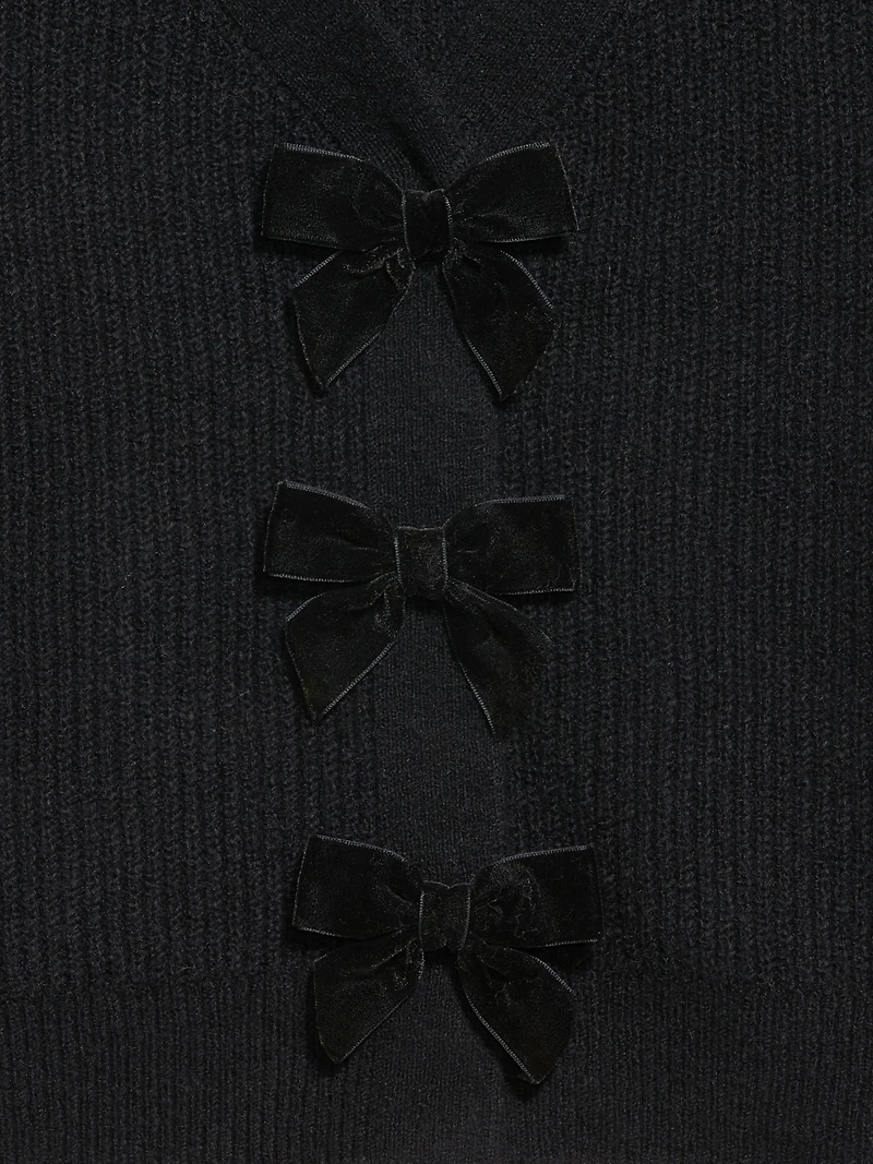 SoSoft V-Neck Bow-Front Cardigan Sweater