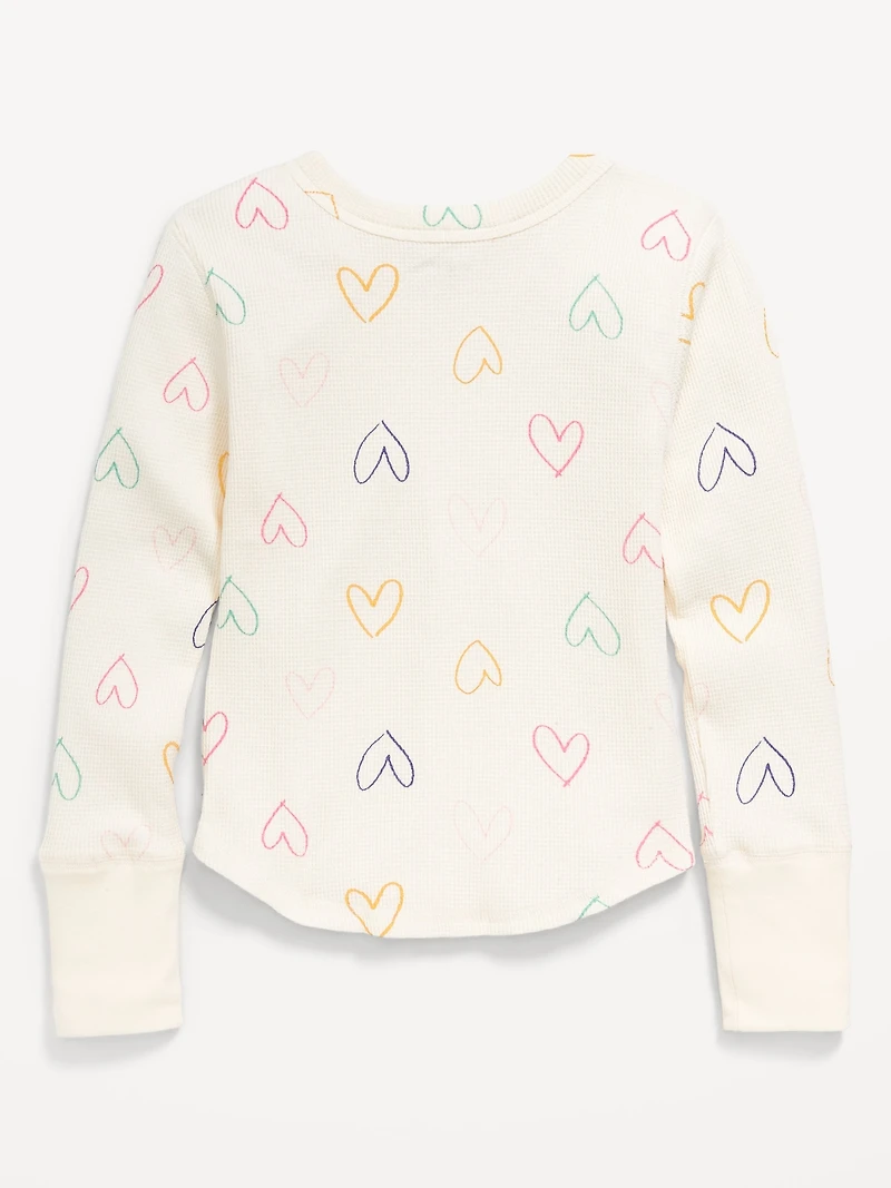 Printed Long-Sleeve Thermal-Knit T-Shirt for Girls