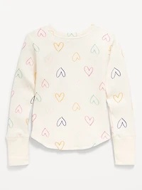 Printed Long-Sleeve Thermal-Knit T-Shirt for Girls