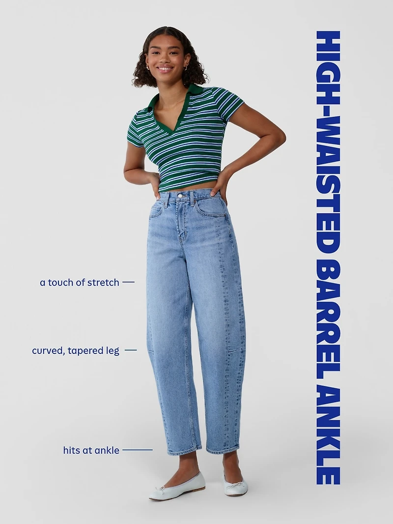 High-Waisted Barrel Ankle Corduroy Pants