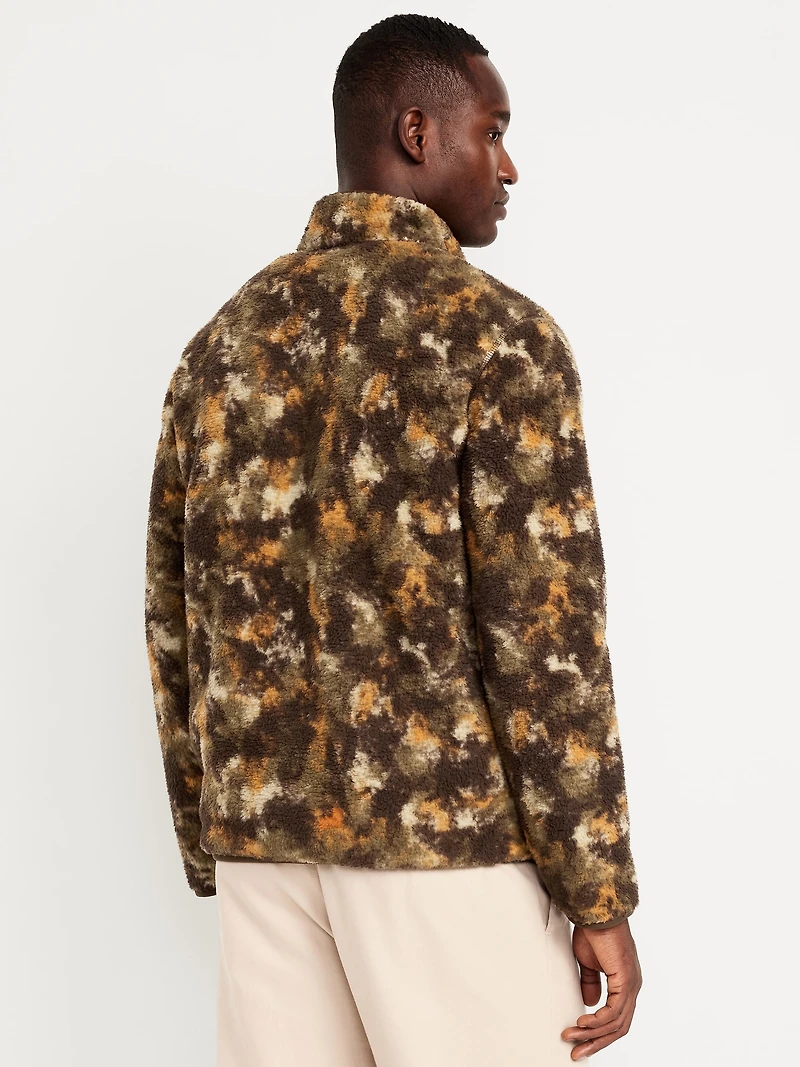 Printed Sherpa Quarter-Zip Pullover