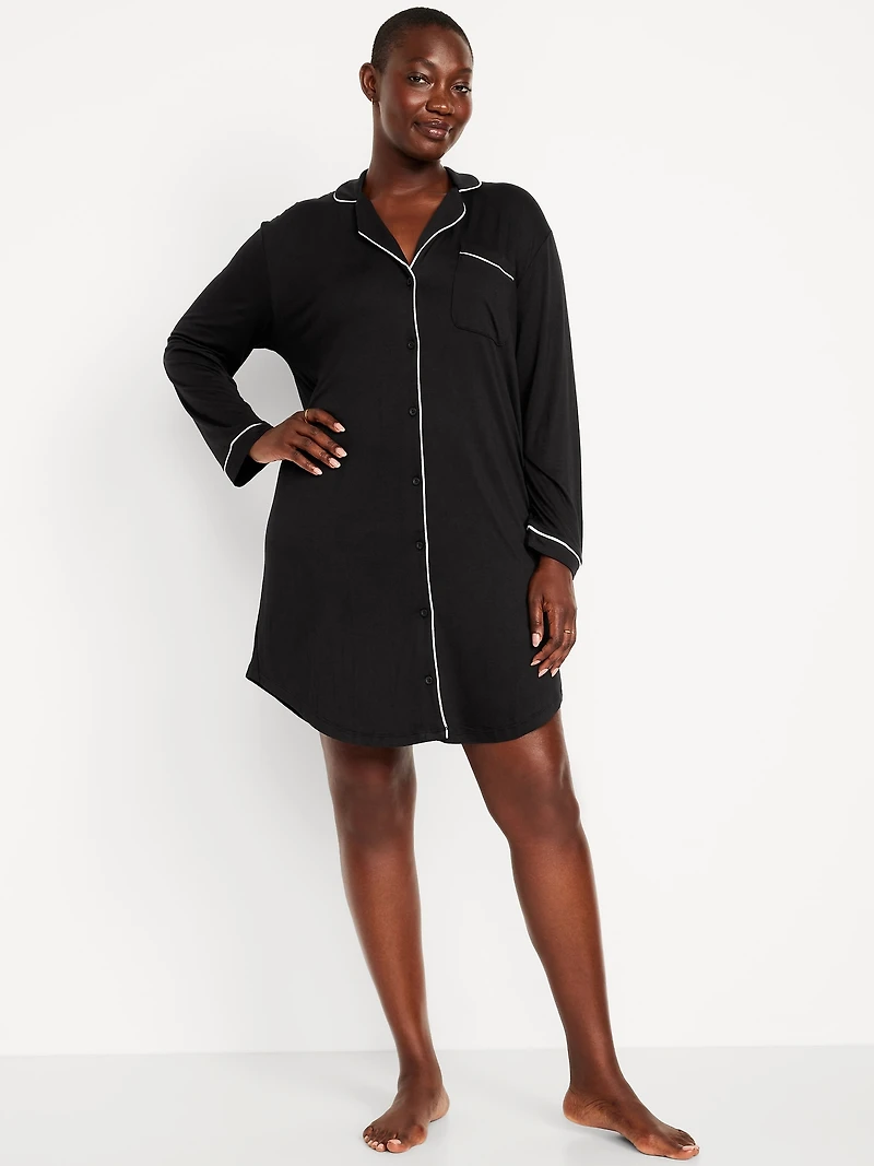 Long-Sleeve Knit Sleep Shirt