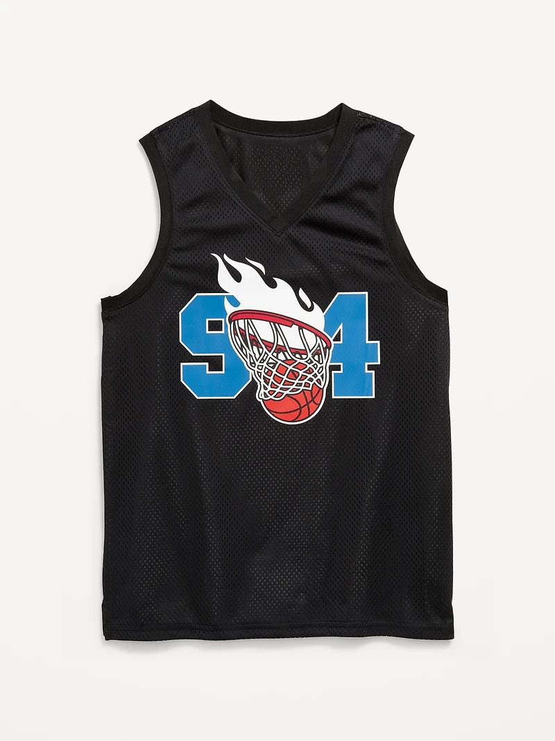 Mesh Graphic Basketball Tank Top for Boys