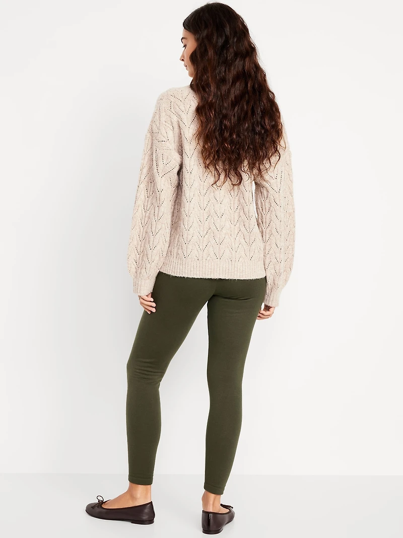 High-Waisted Fleece-Lined Ankle Leggings